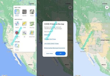 اضافه شدن لایه کرونا به خدمات نقشه گوگل