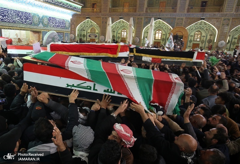 تشییع باشکوه شهیدان سردار قاسم سلیمانی و ابومهدی المهندس در کربلا و نجف