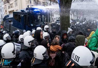 درگیری پلیس و مخالفان ضد راست افراطی در آلمان+ تصاویر
