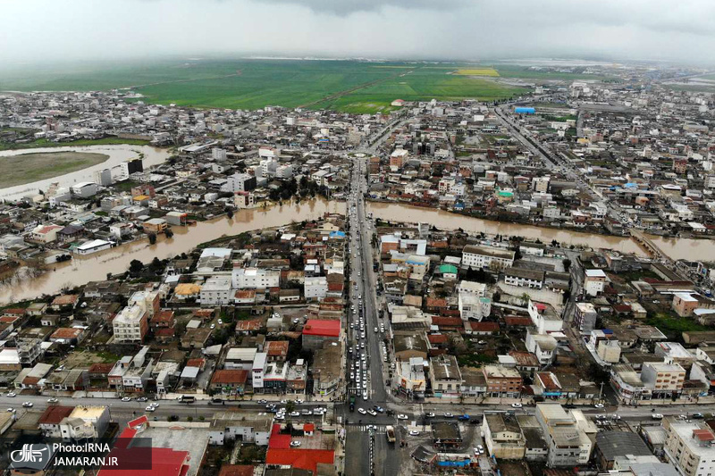 تصاویر هوایی از سیل آق‌قلا